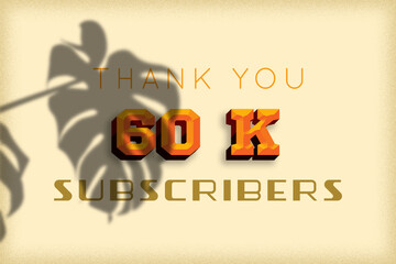 60 K  subscribers celebration greeting banner with Embossed Design