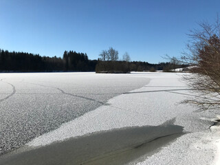 Frozen Lake near Ellwangen Germany