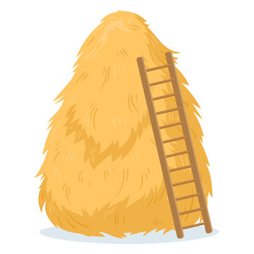 recommend clip art: Cartoon rural haystack. Stacked fodder straw, agricultural farm hay heap, dried haycock vector background illustration on white background