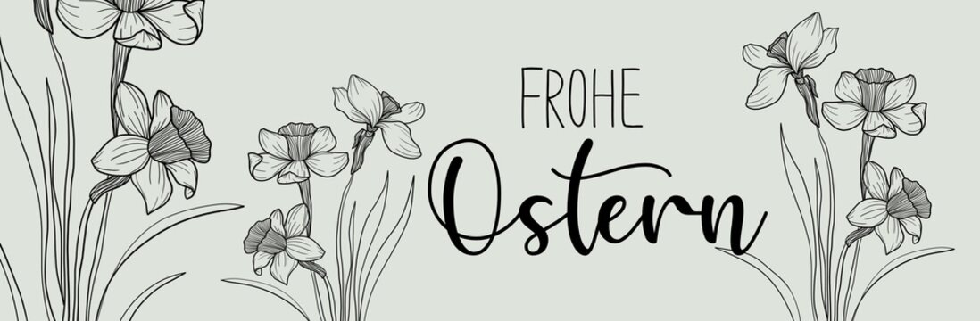 Minimalistisches Frohe Ostern  Banner | Abstrakte Narzissen | Boho | Background