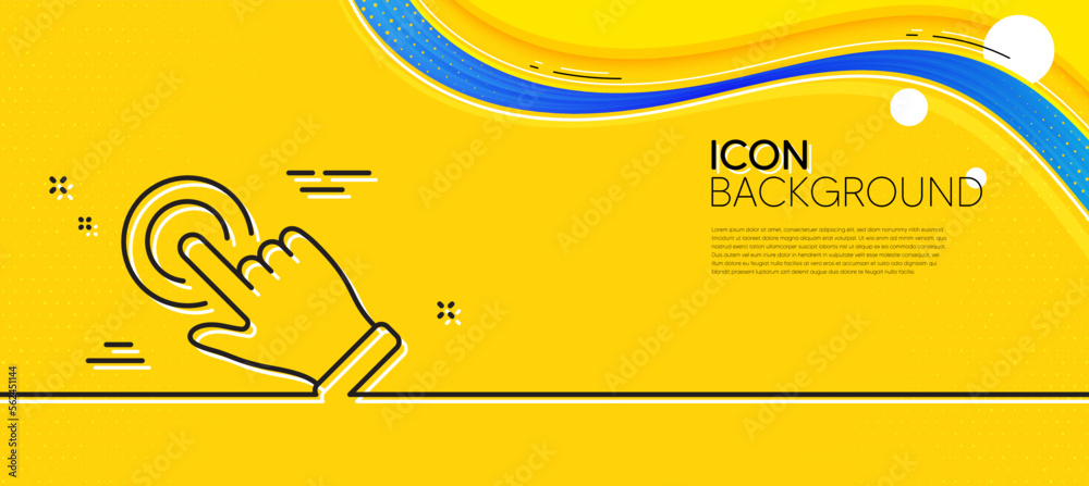 Poster touchscreen gesture line icon. abstract yellow background. click hand sign. push action symbol. mini