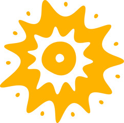 Hand drawn sun with rays flat icon