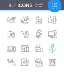 Donation and philanthropy - line design style icons set