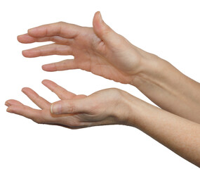 Female healer with hands sensing healing energy transparent png file