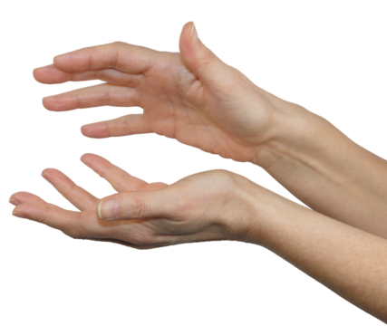 Female healer with hands sensing healing energy transparent png file