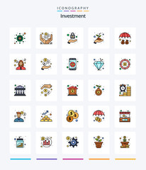 Creative Investment 25 Line FIlled icon pack  Such As protection. money. lock. deposit. hand