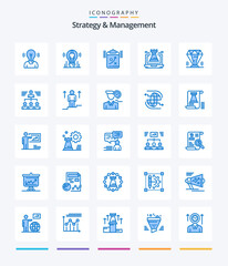 Creative Strategy And Management 25 Blue icon pack  Such As gem. diamond. tactic. strategy. fort