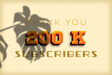 200 K subscribers celebration greeting banner with Embossed Design