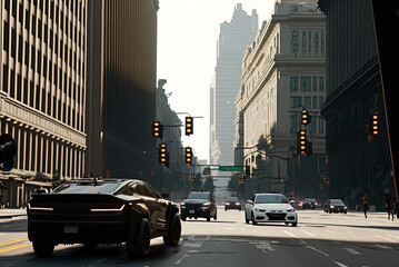 Naklejka premium A thrilling high speed car chase. Made with Generative AI. 