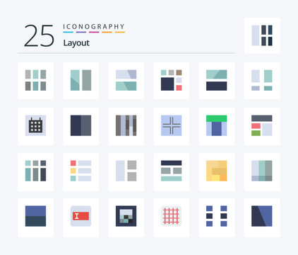 Layout 25 Flat Color icon pack including layout. layout. calendar. workspace. interface
