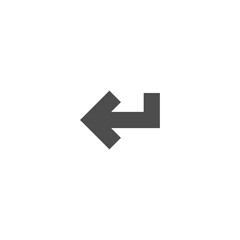 black left squared arrow icon. Enter button isolated on white. Continue icon. Back sign. West arrow.