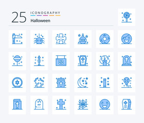 Halloween 25 Blue Color icon pack including fear. holidays. cross. halloween. easter