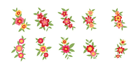 set of flower logo vector template full color