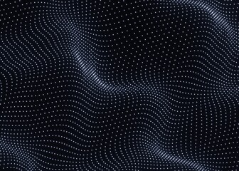 Abstract blue background of points. Big data stream. digital particle wave background