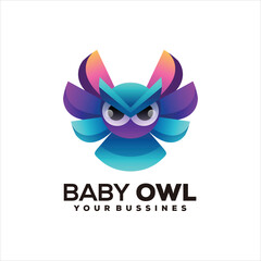 owl bird colorful gradient symbol logo design logo abstract