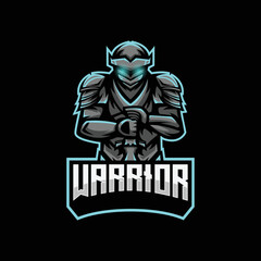 knight warrior mascot esport logo illustration design