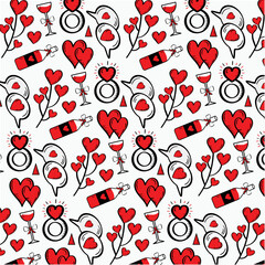 Valentine's Day Doodles Drawing Pattern, Valentine Background, Valentine Decoration