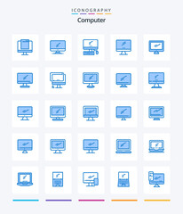 Creative Computer 25 Blue icon pack  Such As device. computer. imac. laptop. device