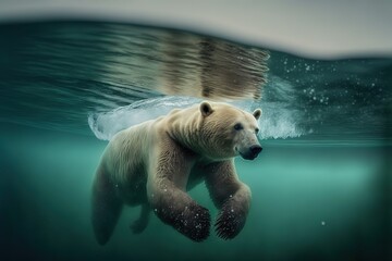 Obraz na płótnie Canvas Polar Bear Stock Photo, Wildlife Photography, Generative Ai