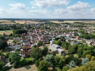 Fototapeta na wymiar Sawbridgeworth town Hertfordshire UK aerial view,