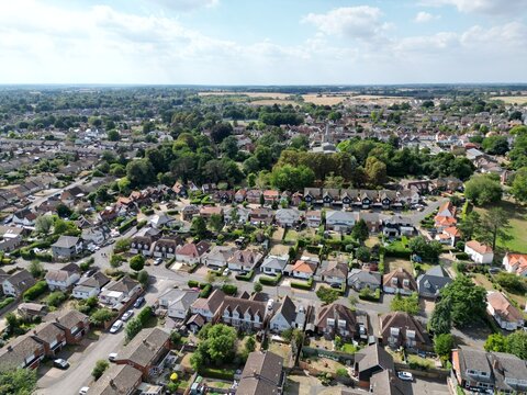 Sawbridgeworth town Hertfordshire UK aerial view,