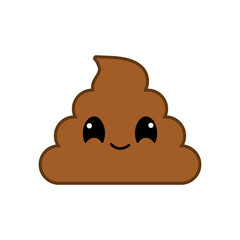 Cute happy smiling poop Kawaii character. Vector illustration