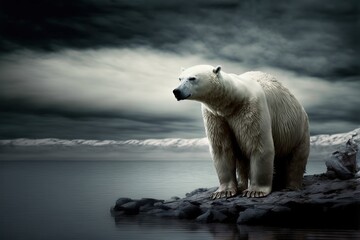 Fototapeta na wymiar Polar Bear Stock Photo, Wildlife Photography, Generative Ai