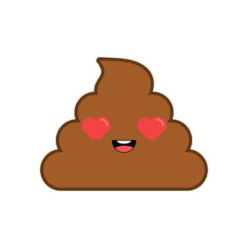 Cute happy smiling poop Kawaii character. Vector illustration