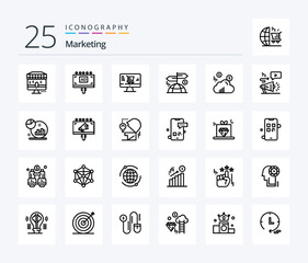 Fototapeta na wymiar Marketing 25 Line icon pack including advertising. marketing. online. cloud. finance
