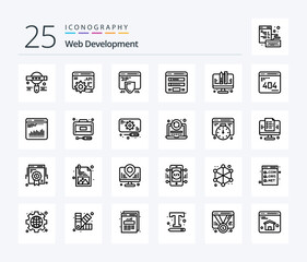 Web Development 25 Line icon pack including development. web. seo. sitemap. form - obrazy, fototapety, plakaty