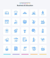 Creative Business And Education 25 Blue icon pack  Such As cash. gold. hacking. success. mission