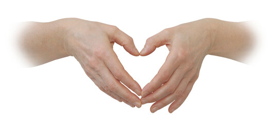 Healers hands making a humble heart shape transparent png file