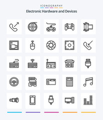 Creative Devices 25 OutLine icon pack  Such As camera. roll. controller. photo. camera