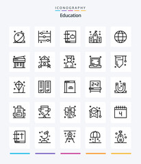 Creative Education 25 OutLine icon pack  Such As education. building. counting. learning. education - obrazy, fototapety, plakaty