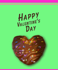 Isolated 3d heart shaped chocolate illustration. Happy Valentine's Day greeting card design