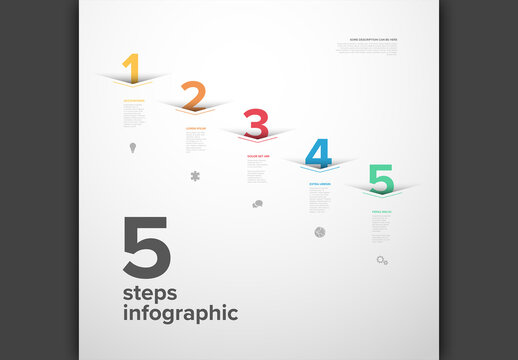 Five diagonal color steps progress page template