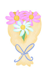 cute flowers bouquet watercolor 