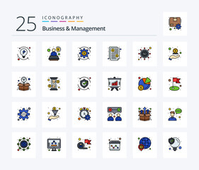 Business And Management 25 Line Filled icon pack including vision. eye. money. business. price