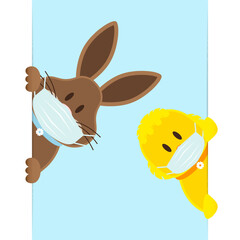 Osterhase & Küken Maske Banner Groß Innen Himme