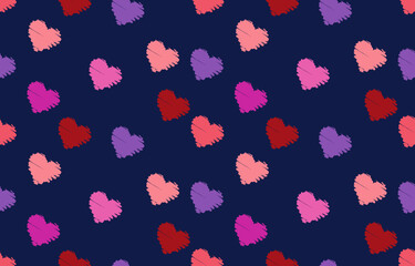 Seamless hearts pattern. Ready template for design, postcards, print, poster, party, Valentine's day, vintage textile, Vector, Art, wallpaper, background.