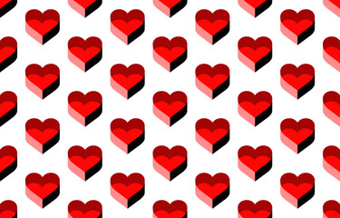 Naklejka na ściany i meble Seamless hearts pattern. Ready template for design, postcards, print, poster, party, Valentine's day, vintage textile, Vector, Art, wallpaper, background.