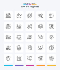 Creative Love 25 OutLine icon pack  Such As emotion. wedding. emoticon. search. heart