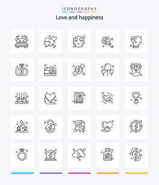 Creative Love 25 OutLine icon pack  Such As emotion. wedding. emoticon. search. heart