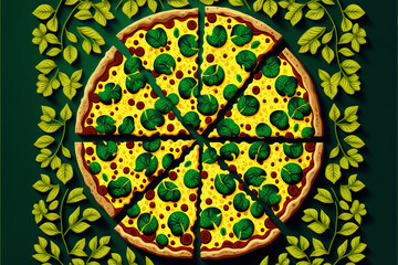 sliced pizza illustration in comic style