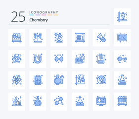 Fototapeta na wymiar Chemistry 25 Blue Color icon pack including atom. test. chemistry. science. pendulum