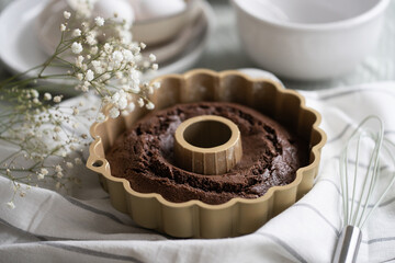 freshly baked chocolate cake