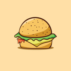 Burger logo icon vector illustration, burger cartoon illustration with isolated background