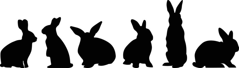 rabbit vector silhouette isolated on white or transparant background, chinese new year