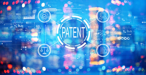 Patent concept with blurred city at night