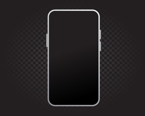 white smartphone template with black screen